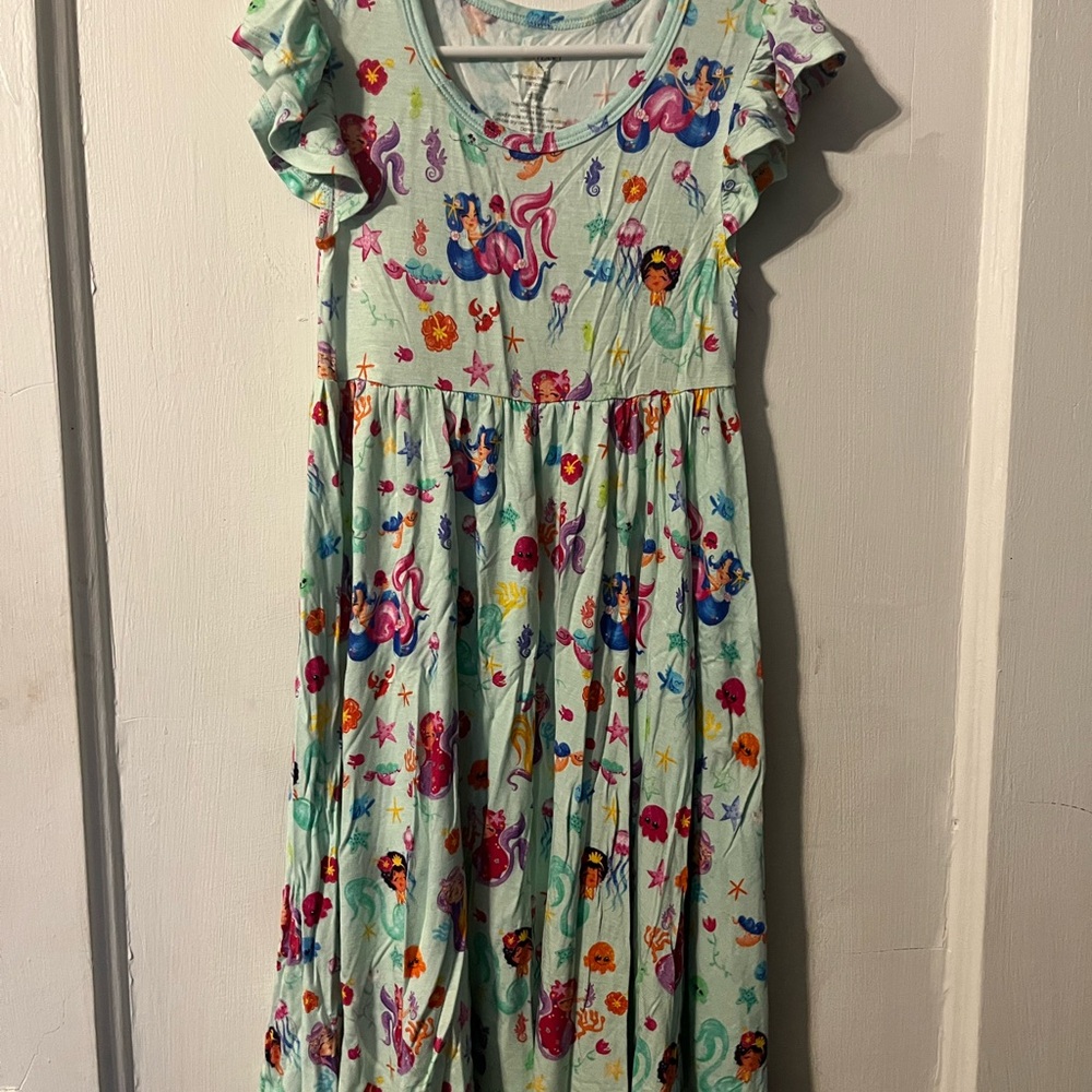 Posh Peanut Aqua Dress with Mermaid Print